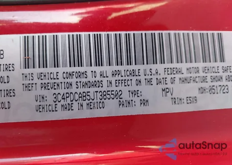 2018 Dodge Journey Se z USA, uszkodzony, nr VIN 3C4PDCAB5JT385502